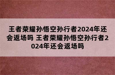 王者荣耀孙悟空孙行者2024年还会返场吗 王者荣耀孙悟空孙行者2024年还会返场吗